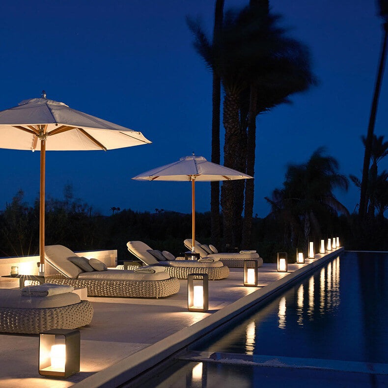Alandroal landscape light with warm light glow on patio