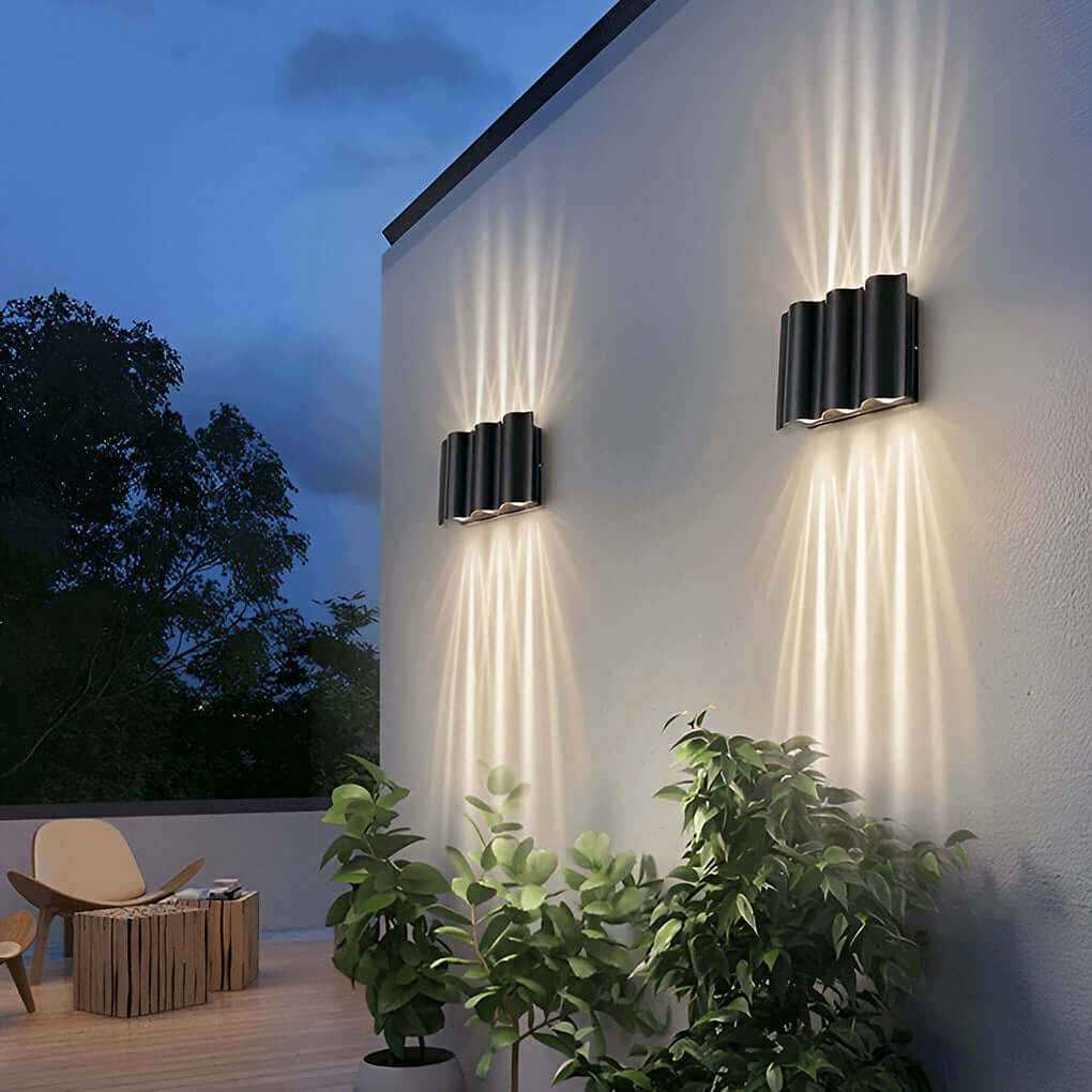 Almeida outdoor wall sconce in black, 2-light configuration