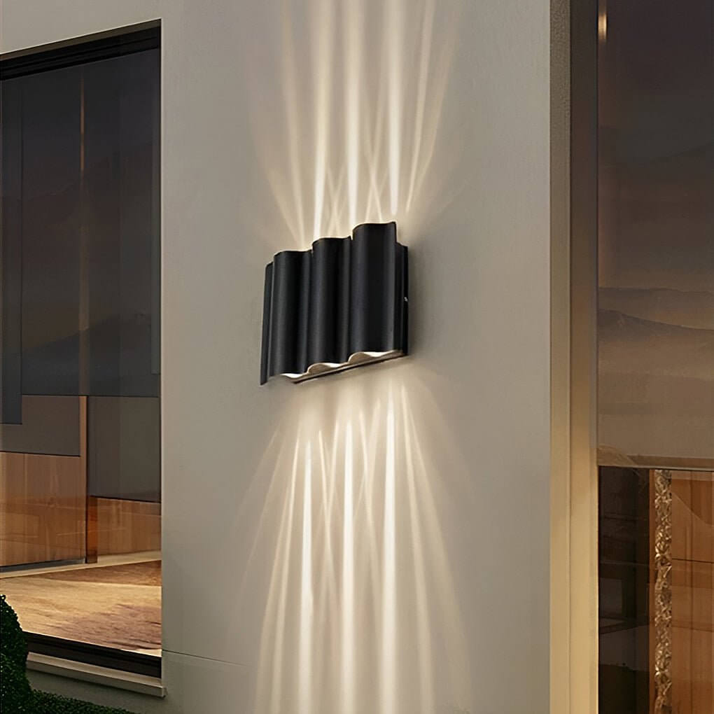 Almeida outdoor wall sconce in black, 4-light configuration on facade