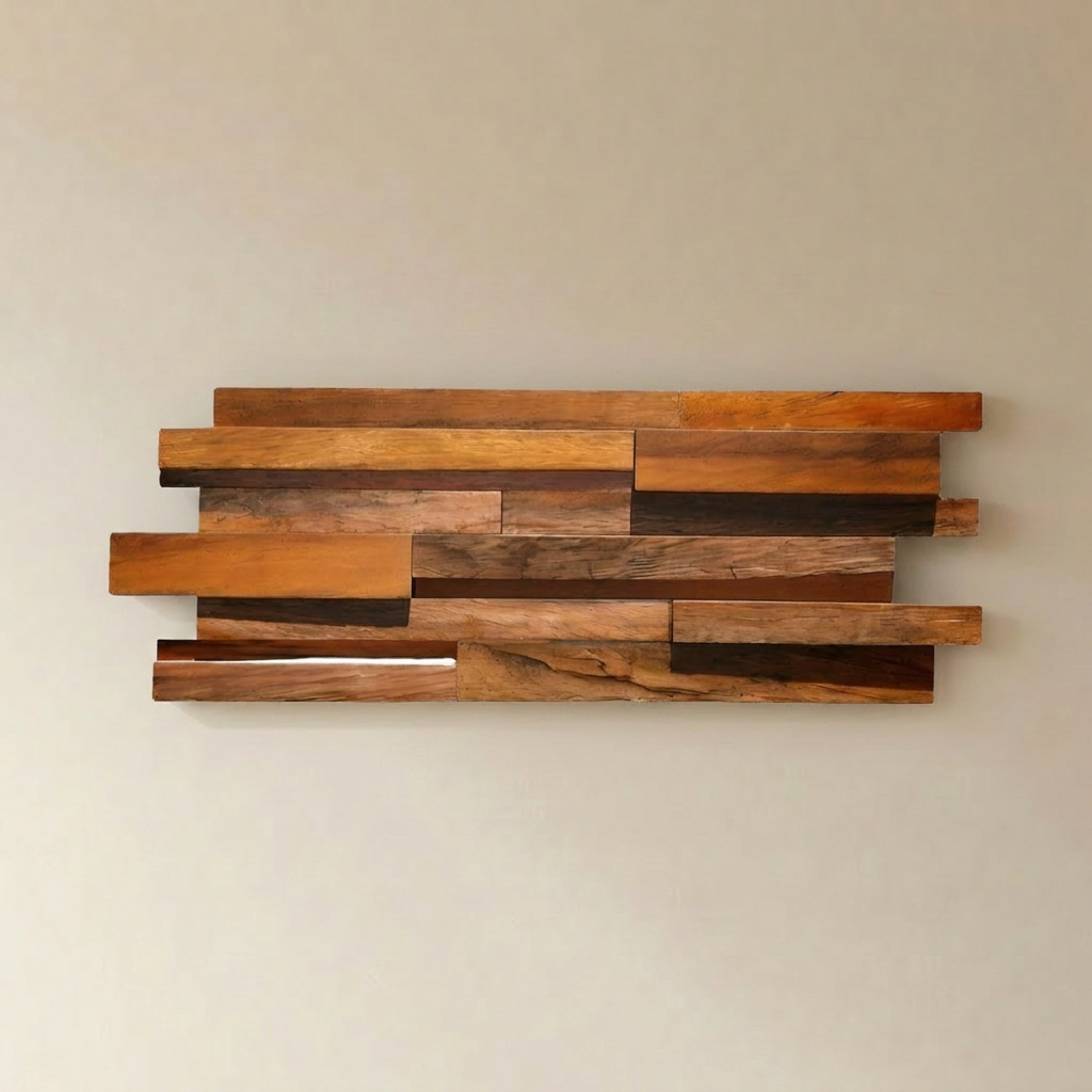 Âncora plank wood wall panel in cherry, warm reddish wood grain.