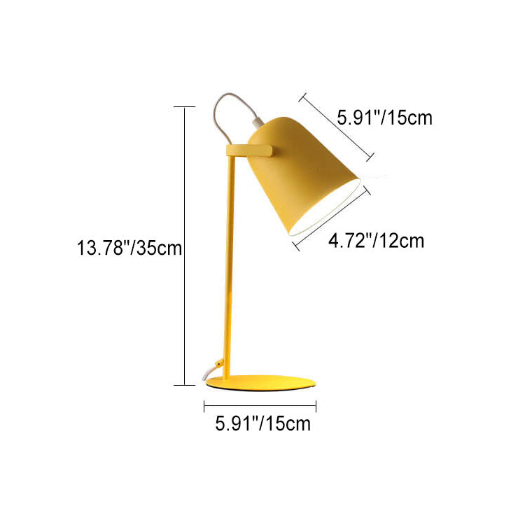Iron bucket table lamp grouping in multiple colors.