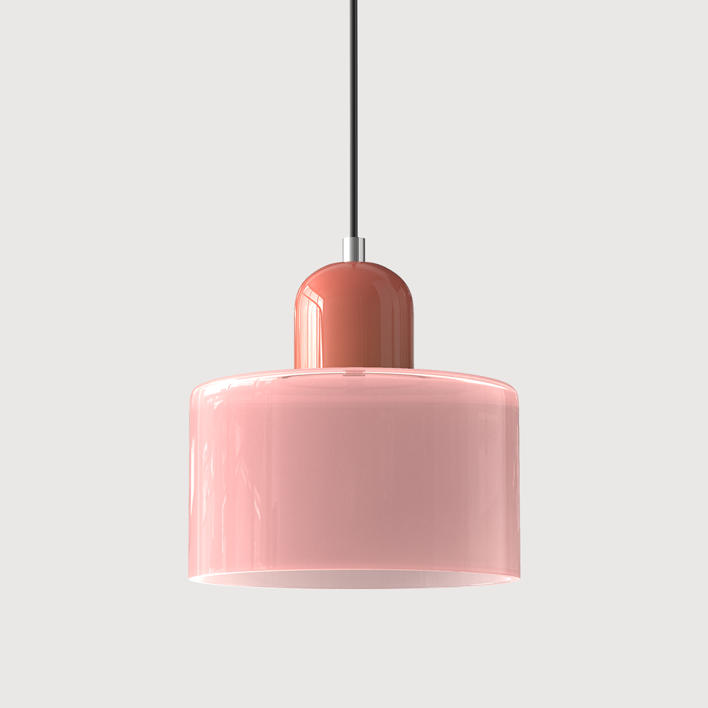 Barcelos Bauhaus glass mini pendant light in orange glass shade with matching black fitting