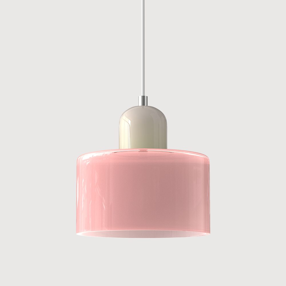 Barcelos Bauhaus glass mini pendant light in orange glass shade with red fitting