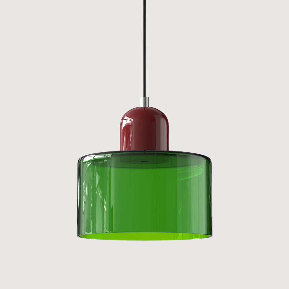 Barcelos Bauhaus glass mini pendant light in white glass shade with beige fitting