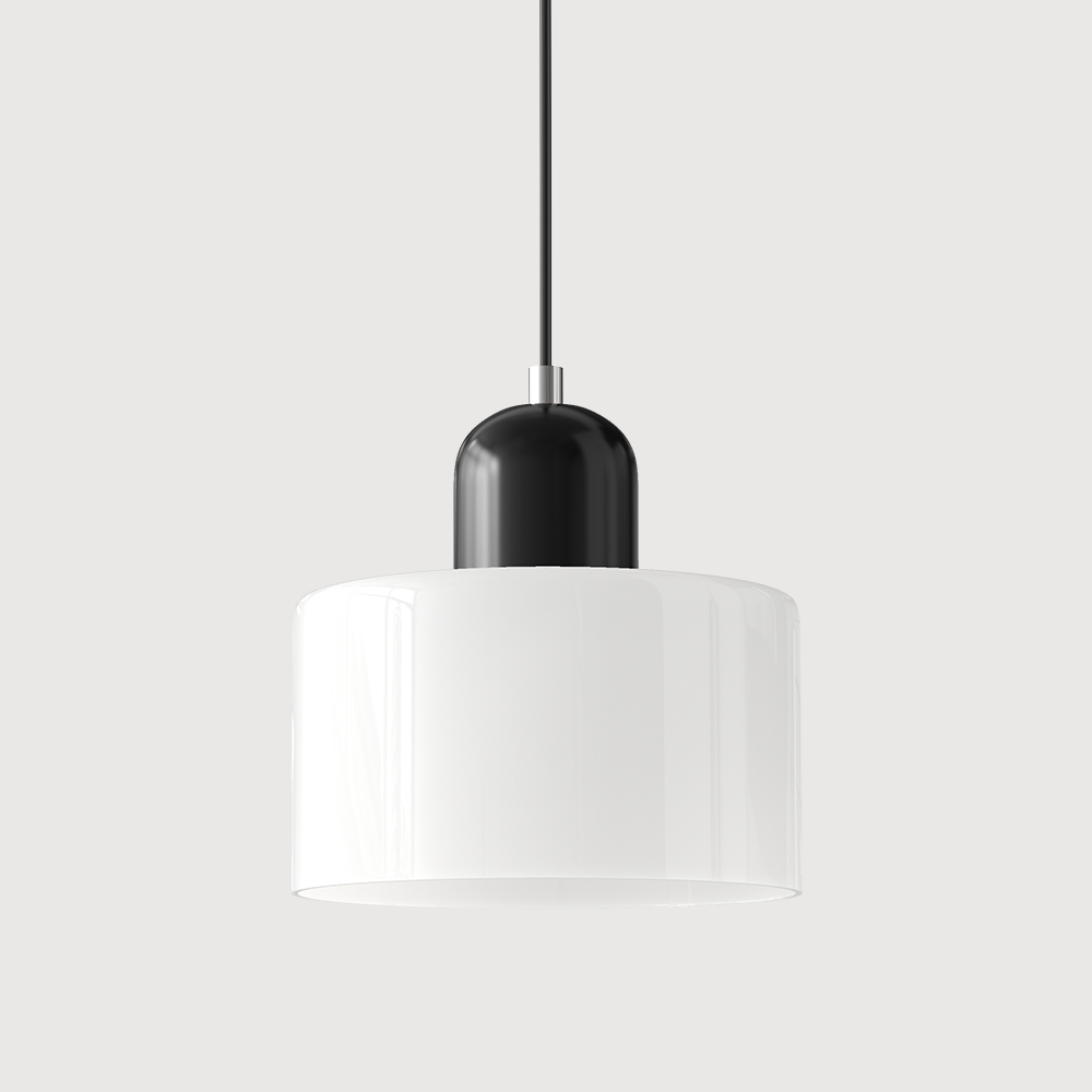 Barcelos Bauhaus glass mini pendant light in light green glass shade with pink fitting