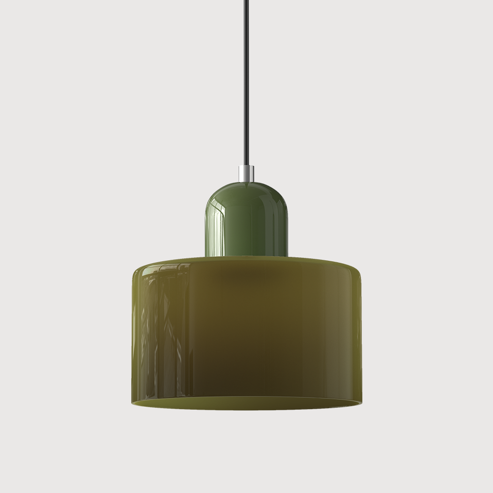 Barcelos Bauhaus glass mini pendant light in pink glass shade with matching pink fitting