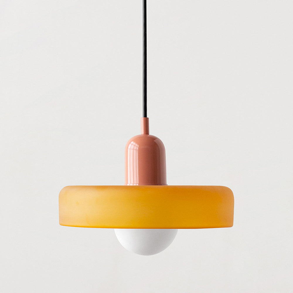 Bragança Stained Glass Orb Pendant Light detail of the metal cord mount and canopy