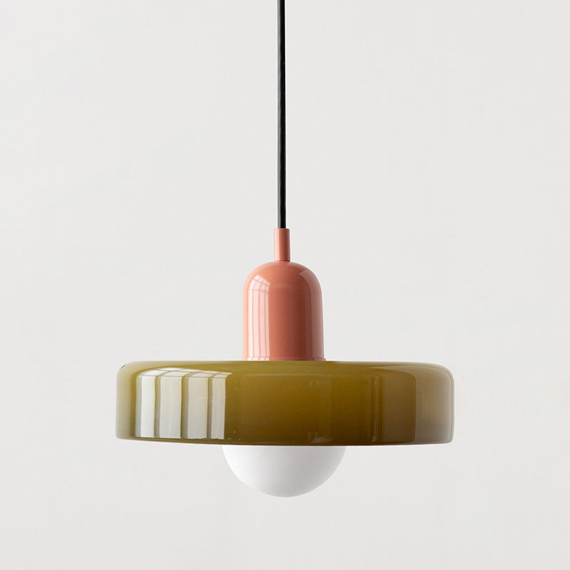 Bragança Stained Glass Orb Pendant Light front view of the glass shade switched off