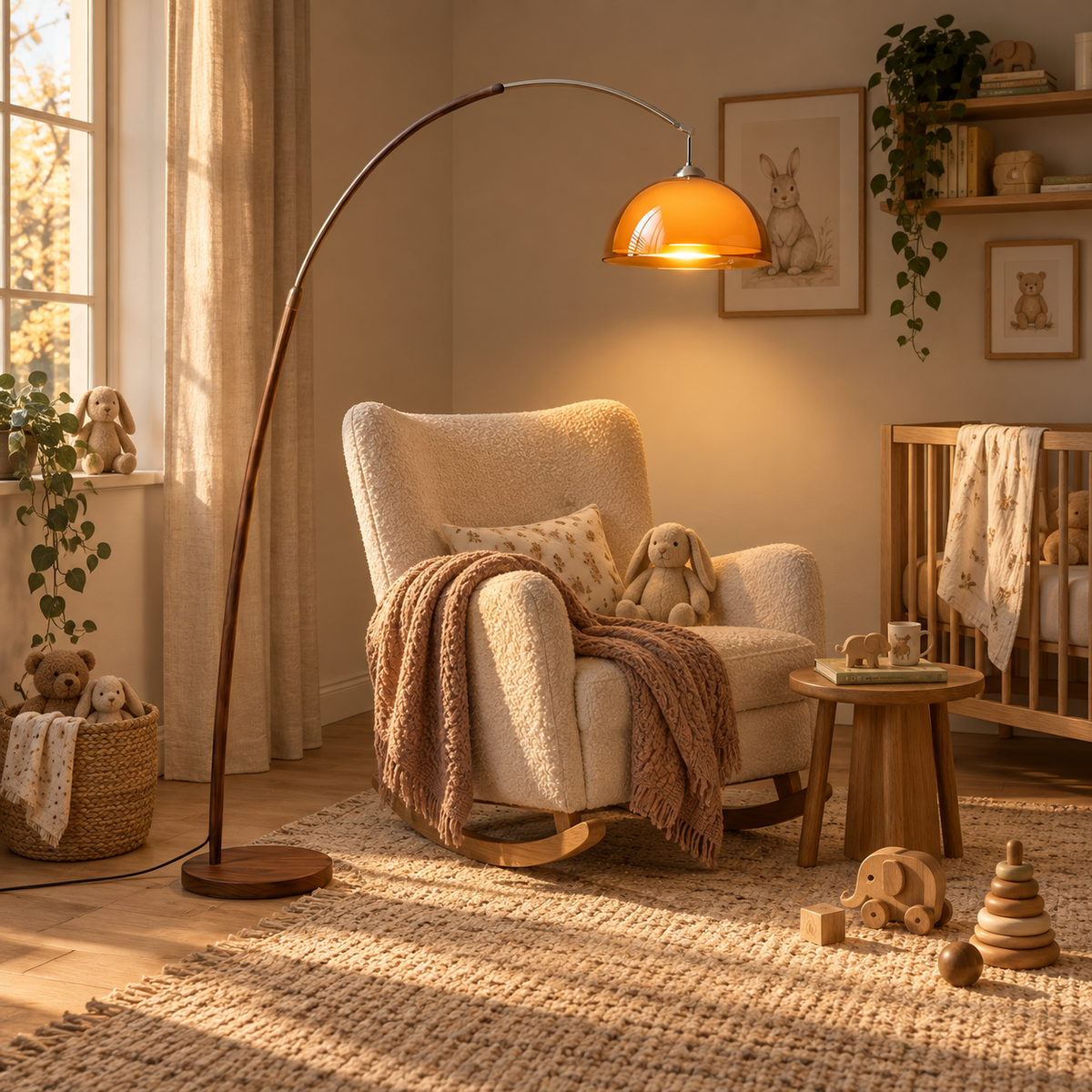Coimbra arc floor lamp, in a nursery.