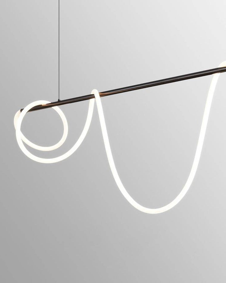 Fátima linear hose pendant light in matte black, shown against a plain studio background.