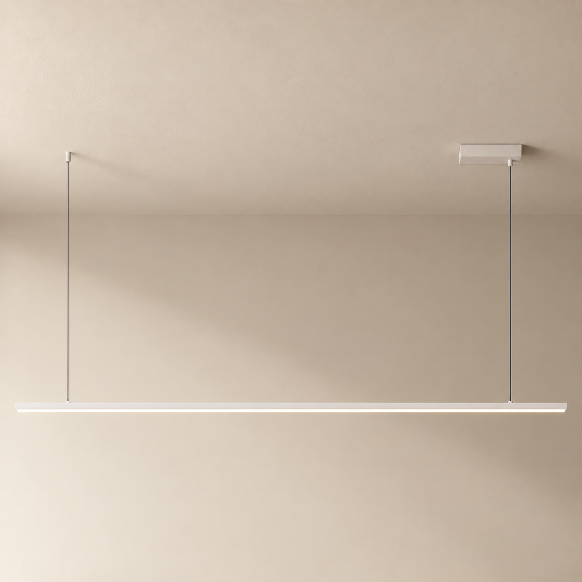 Góis linear LED ceiling light in white, 150 cm length, on a plain ceiling.