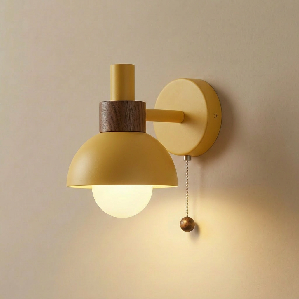 Milfontes. Macaron Glass Wall Sconce side studio profile highlighting the glass shade and slim painted iron body