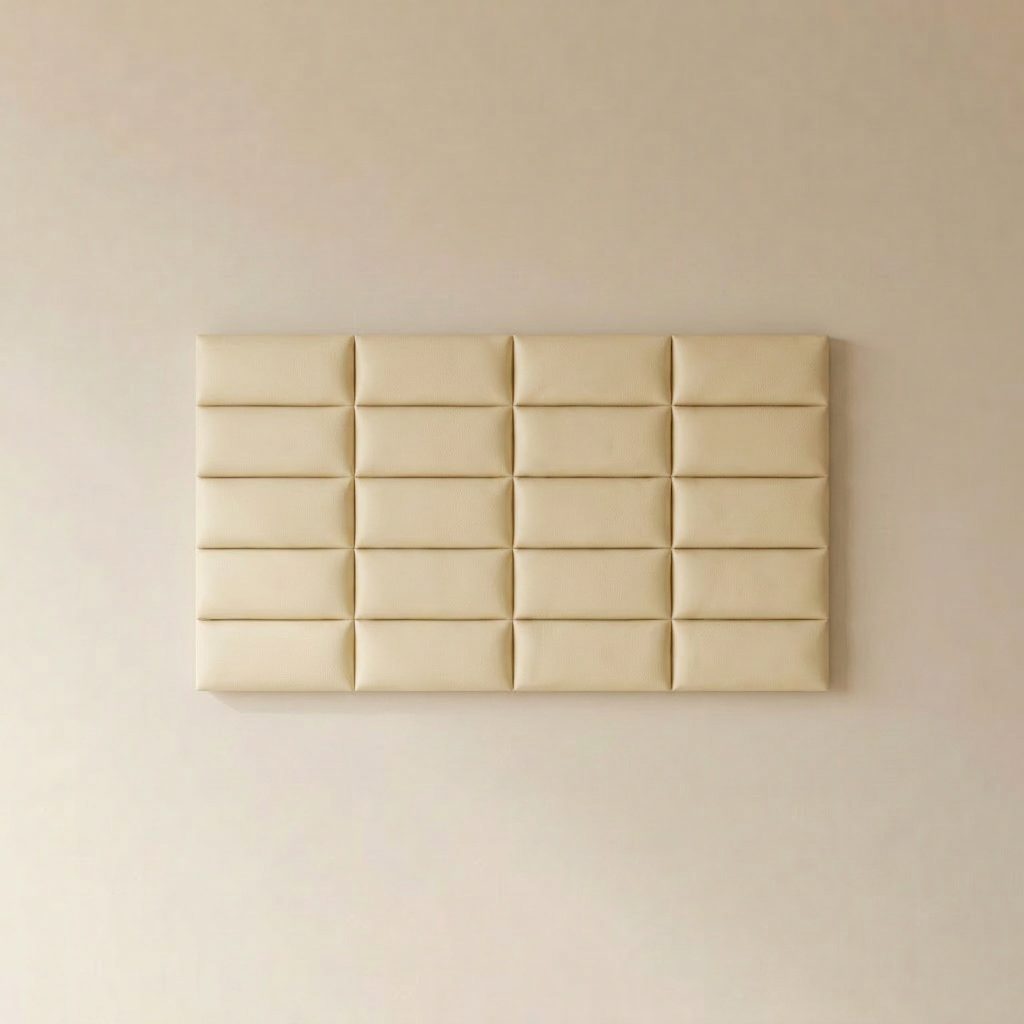 Onda quilted faux leather wall panel in pink, 4-tile set.