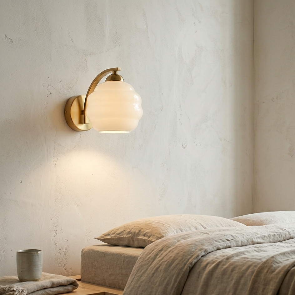 Setúbal Art Deco wall sconce mounted on a wall in a styled room setting