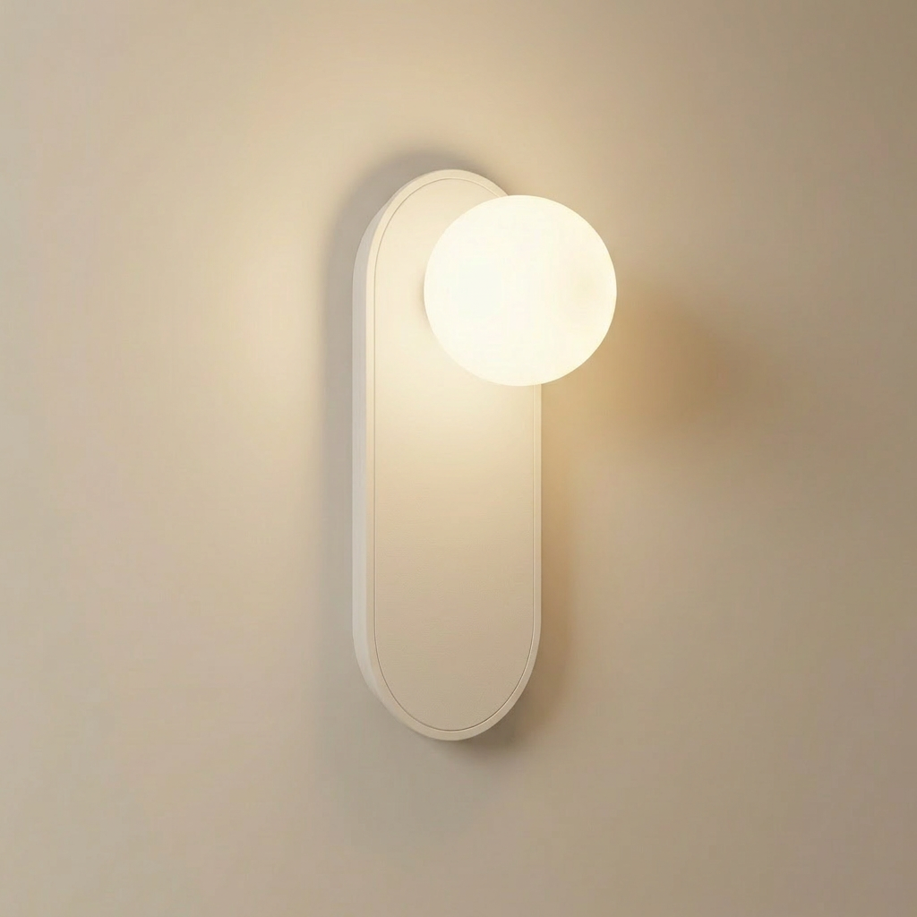Valença wall sconce side profile showing the curved arm and round glass ring base