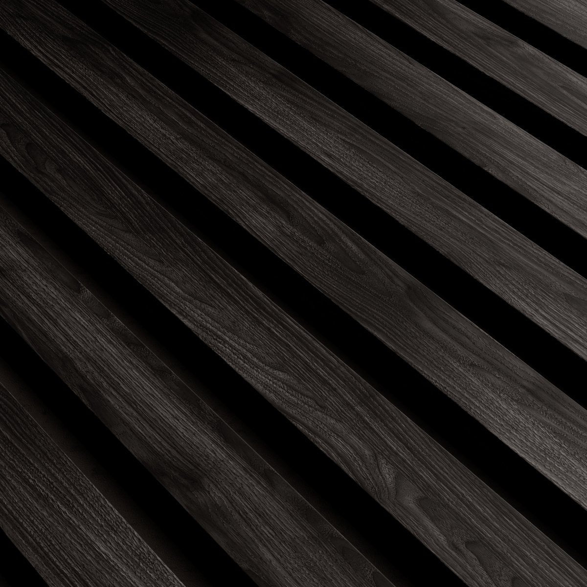 Vela slat panels in a bedroom, vertical wood slats behind the bed.