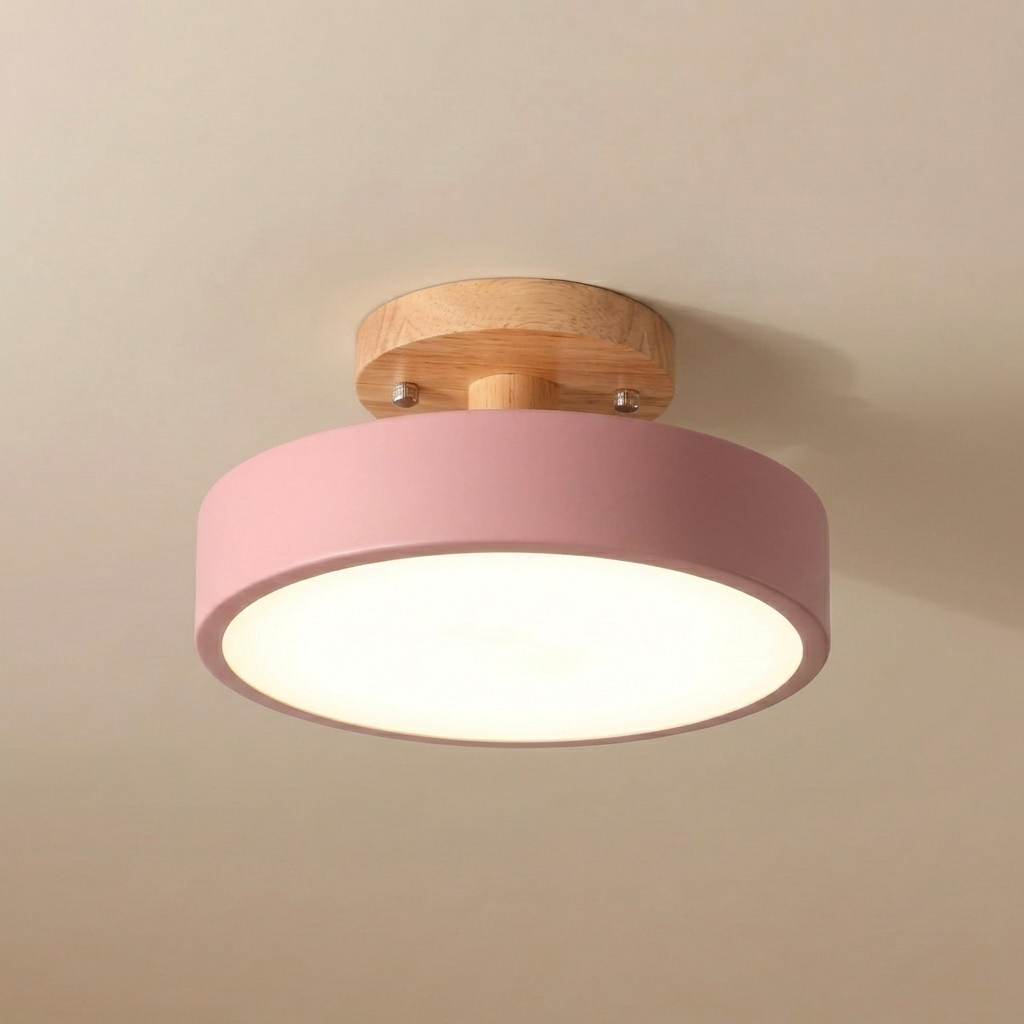 Viseu Nordic LED semi-flush ceiling light, wood design