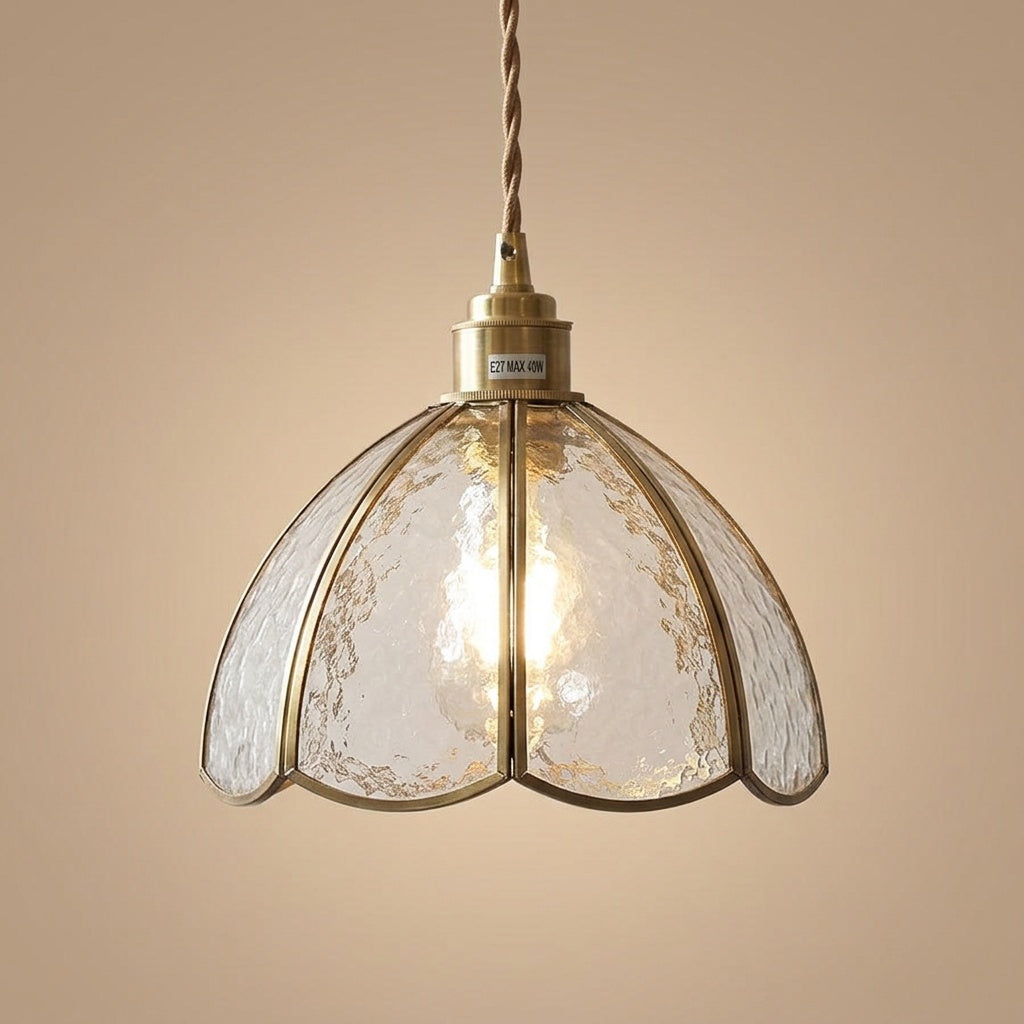 Burgau leaded glass pendant in clear hammered glass