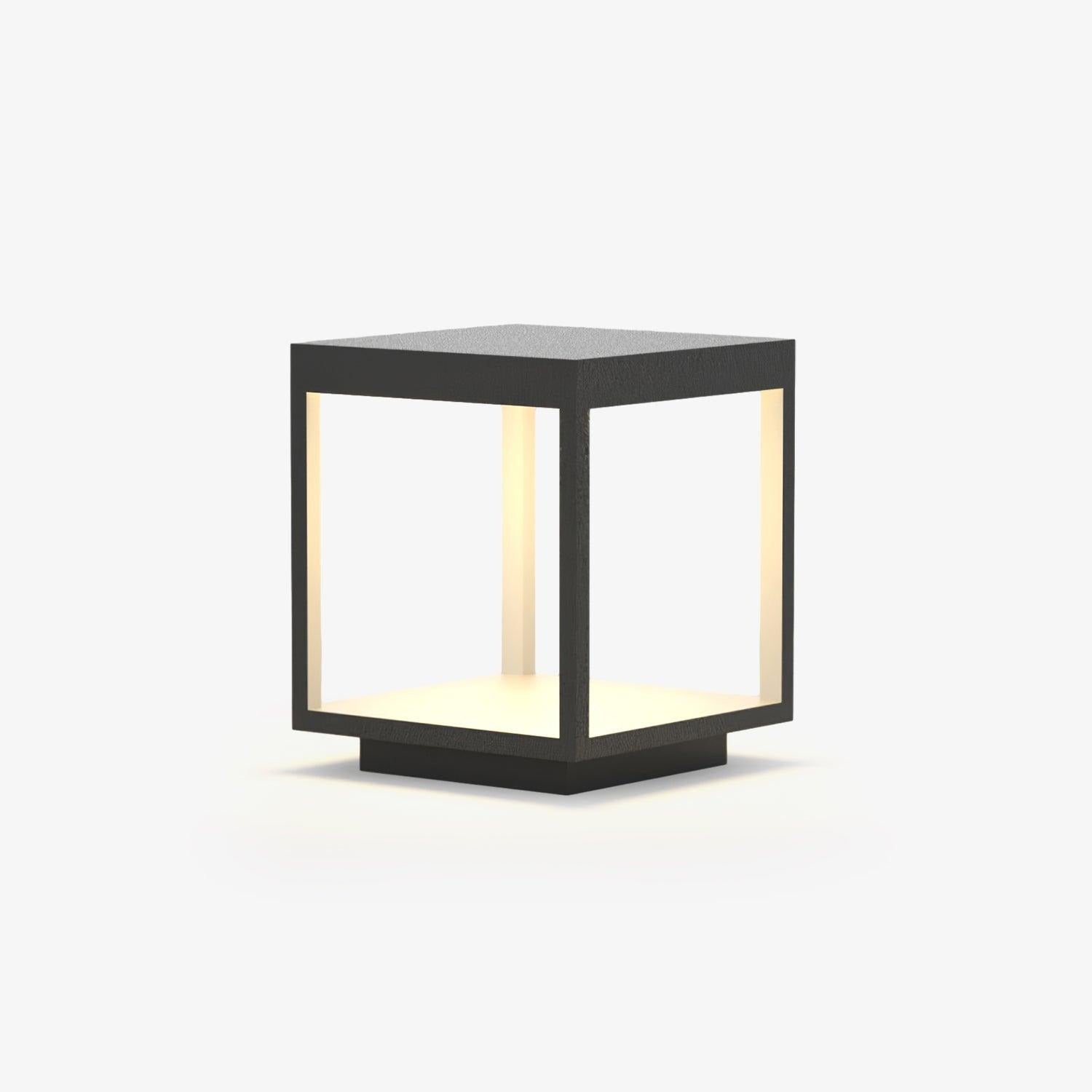 Alcabrichel post light hero shot showing square stainless steel frame