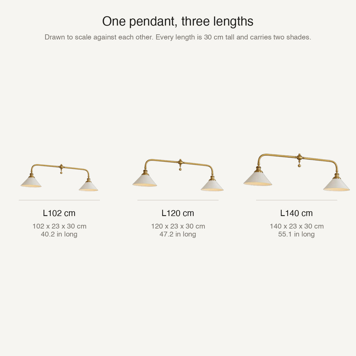 Ardila size guide showing every size option drawn to scale