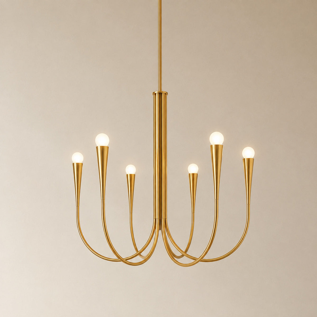 Balsemão curved-arm chandelier in polished gold with 6 arms