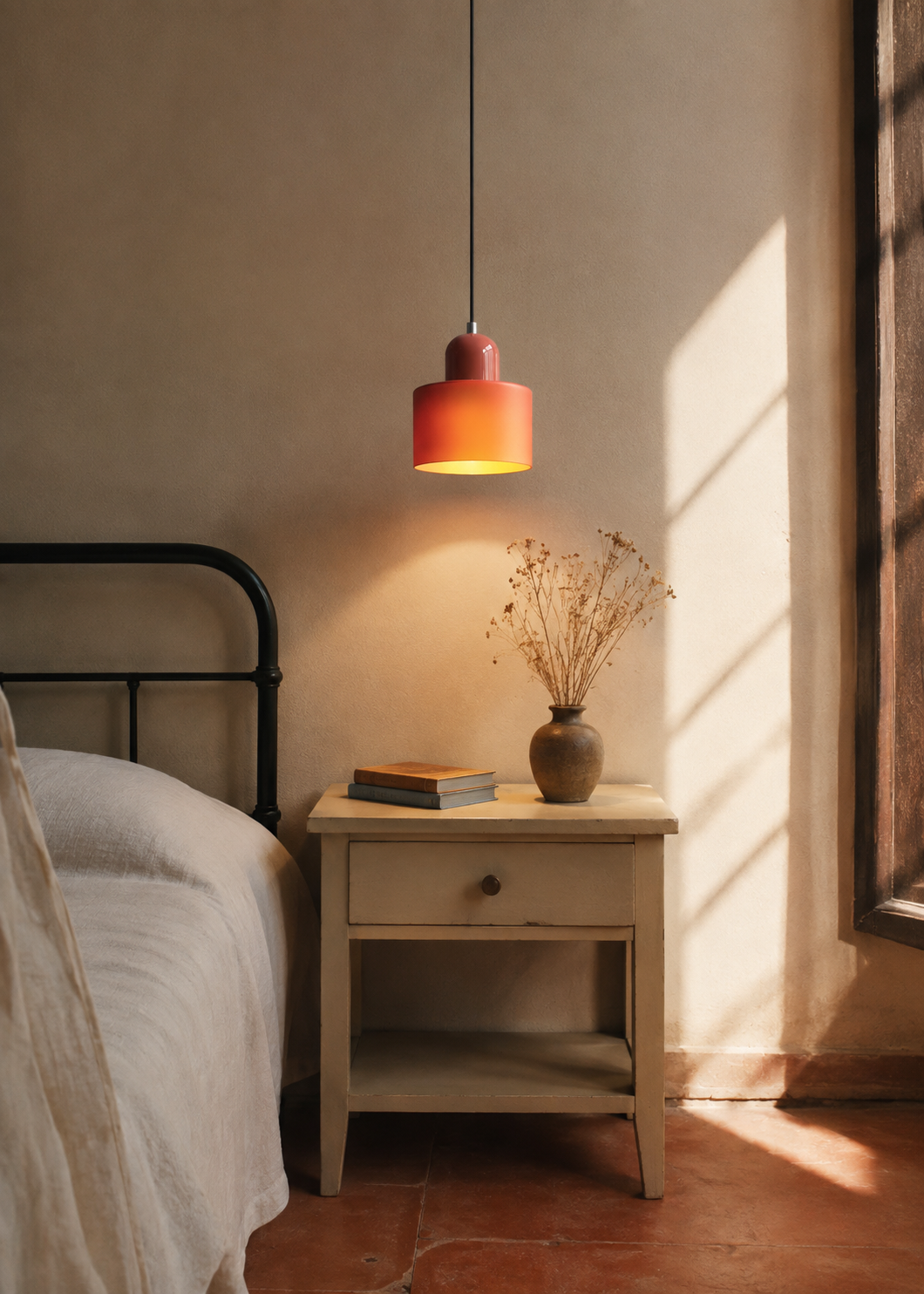 Barcelos Bauhaus glass mini pendant light, in a spare room.