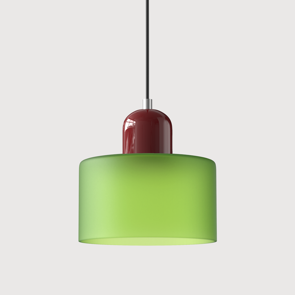 Barcelos Bauhaus glass mini pendant light in green glass shade with matching green fitting