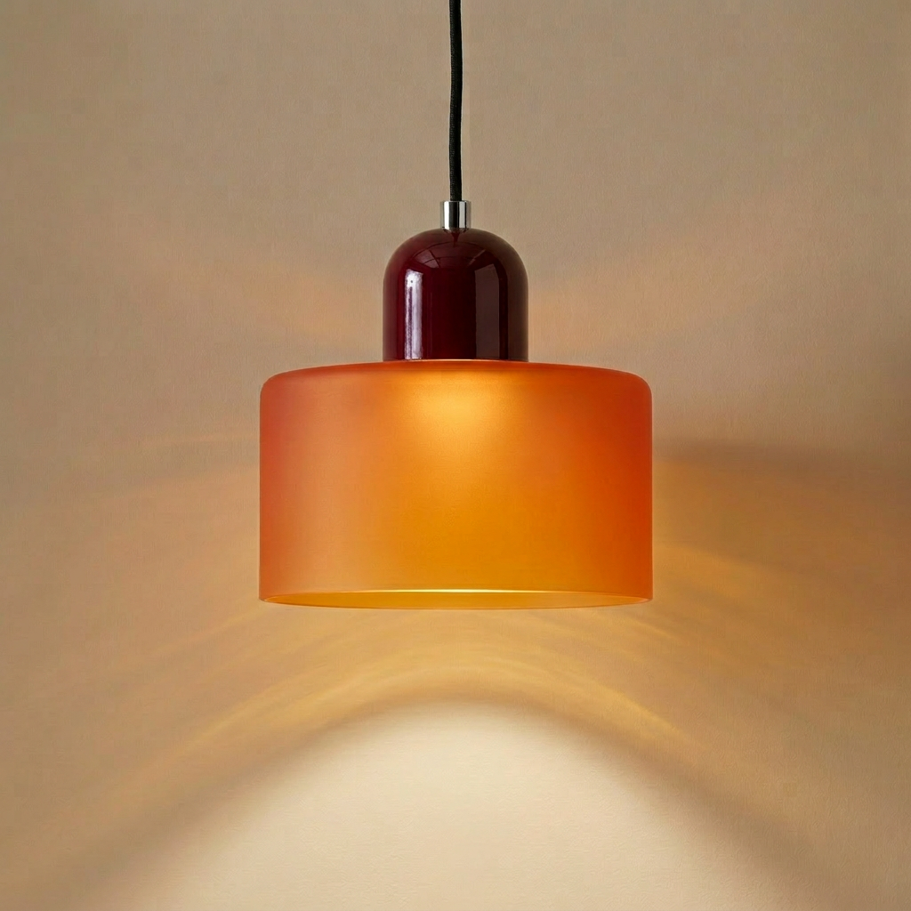 Barcelos Bauhaus glass mini pendant light side profile showing dome glass shade and slim suspension cord