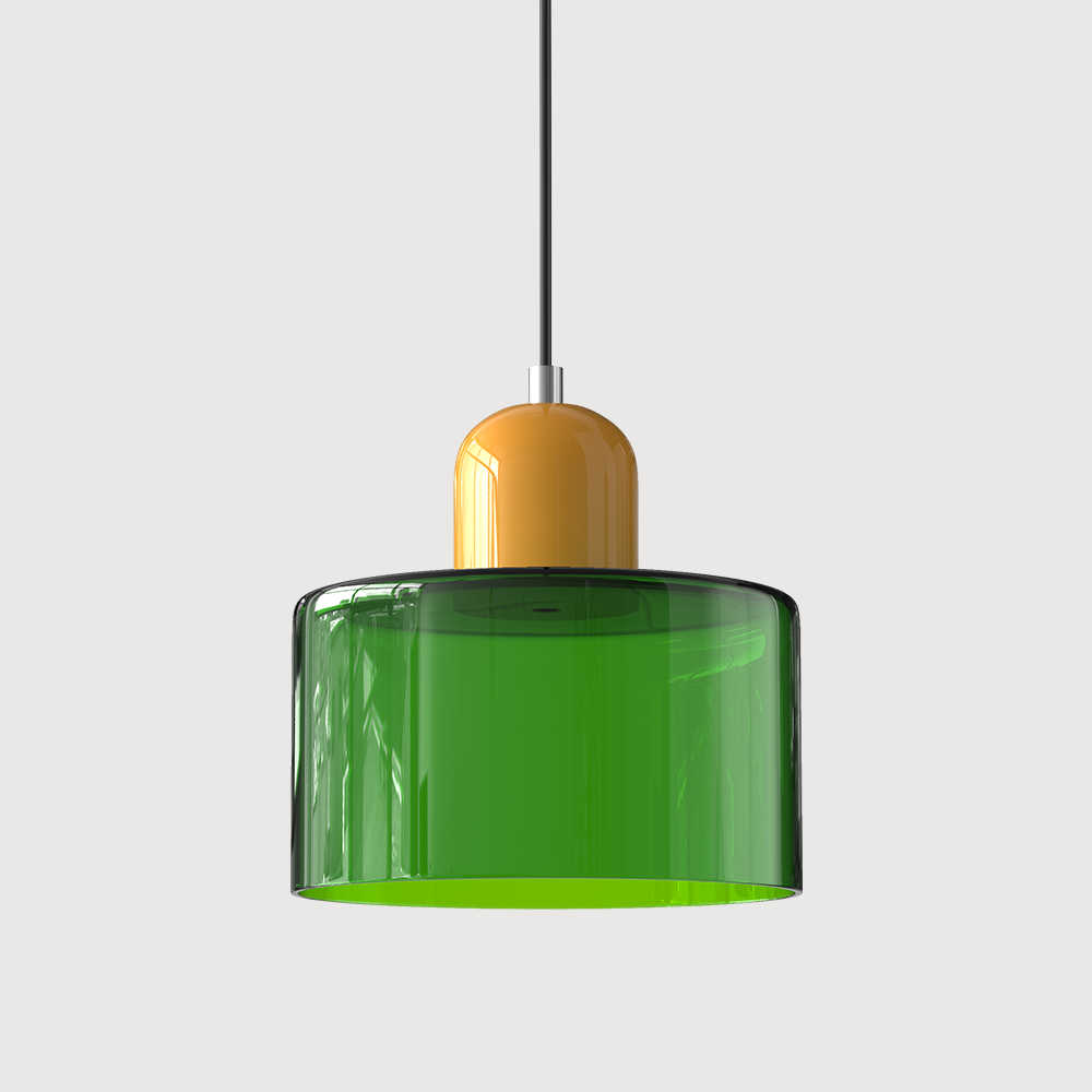 Barcelos Bauhaus glass mini pendant light in white glass shade with black fitting