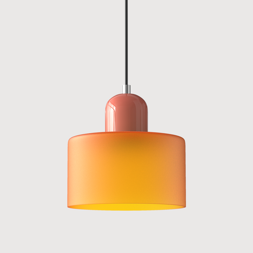Barcelos Bauhaus glass mini pendant light in frosted green glass shade with black fitting