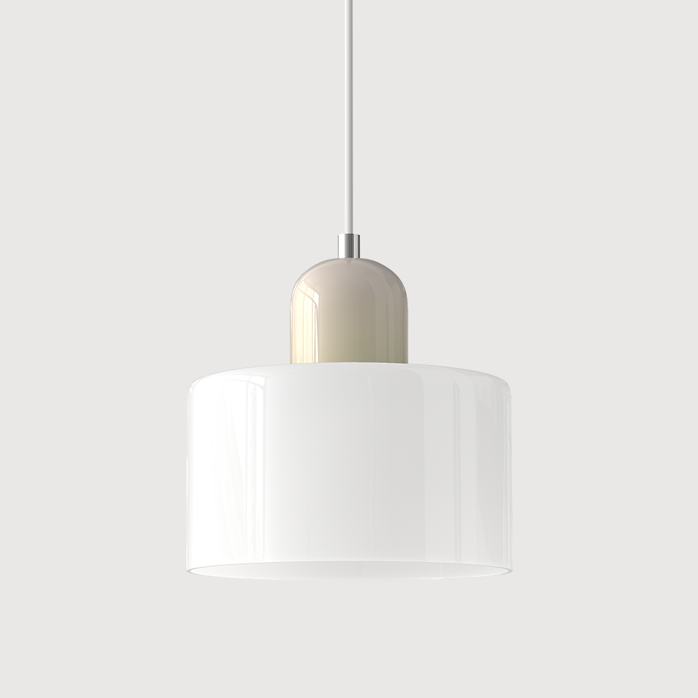 Barcelos Bauhaus glass mini pendant light in light green glass shade with beige fitting