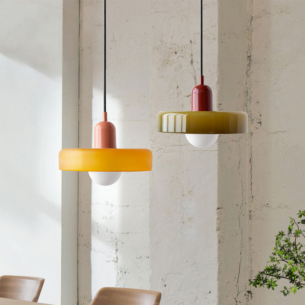 Bragança Stained Glass Orb Pendant Light angled view of the suspended orb shade