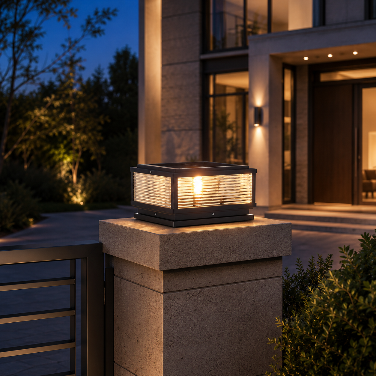 Carvoeiro outdoor pillar light, solar variant in garden path