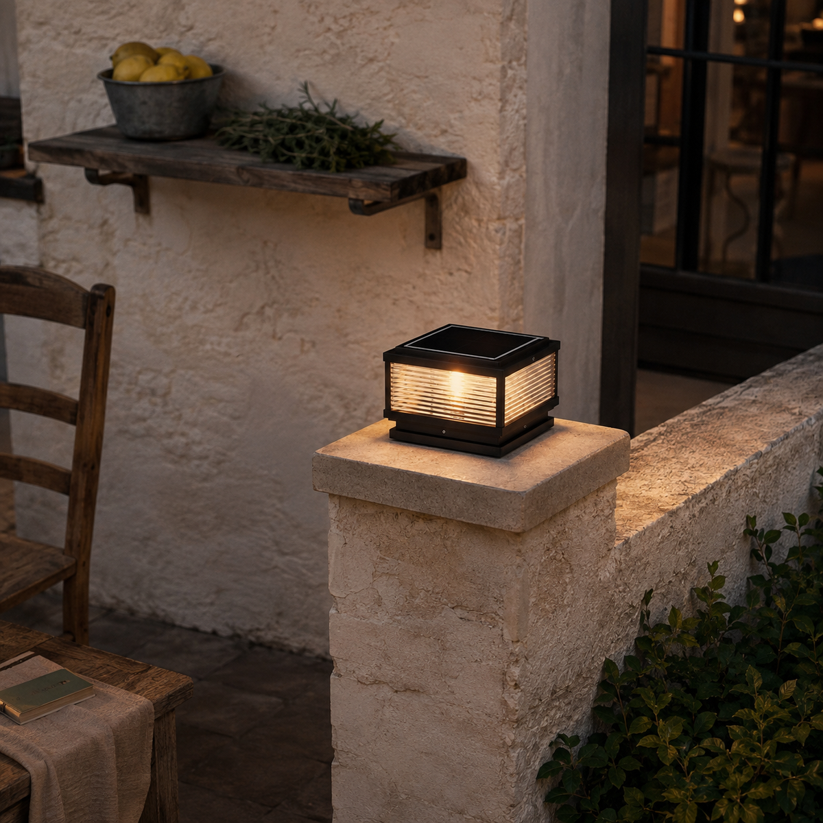 Carvoeiro outdoor pillar light, on a porch.