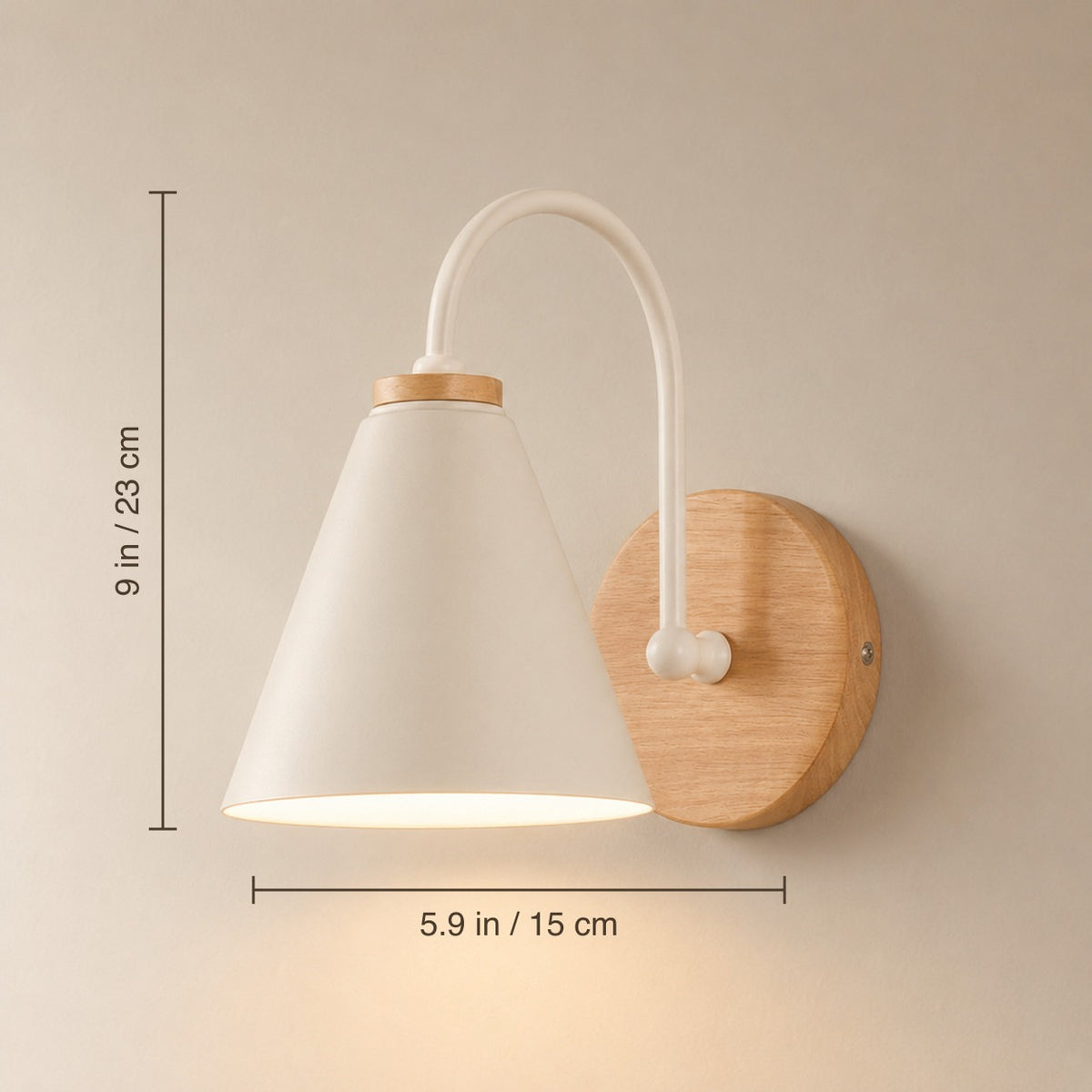 Dimensions: 9 in / 23 cm tall, 5.9 in / 15 cm shade