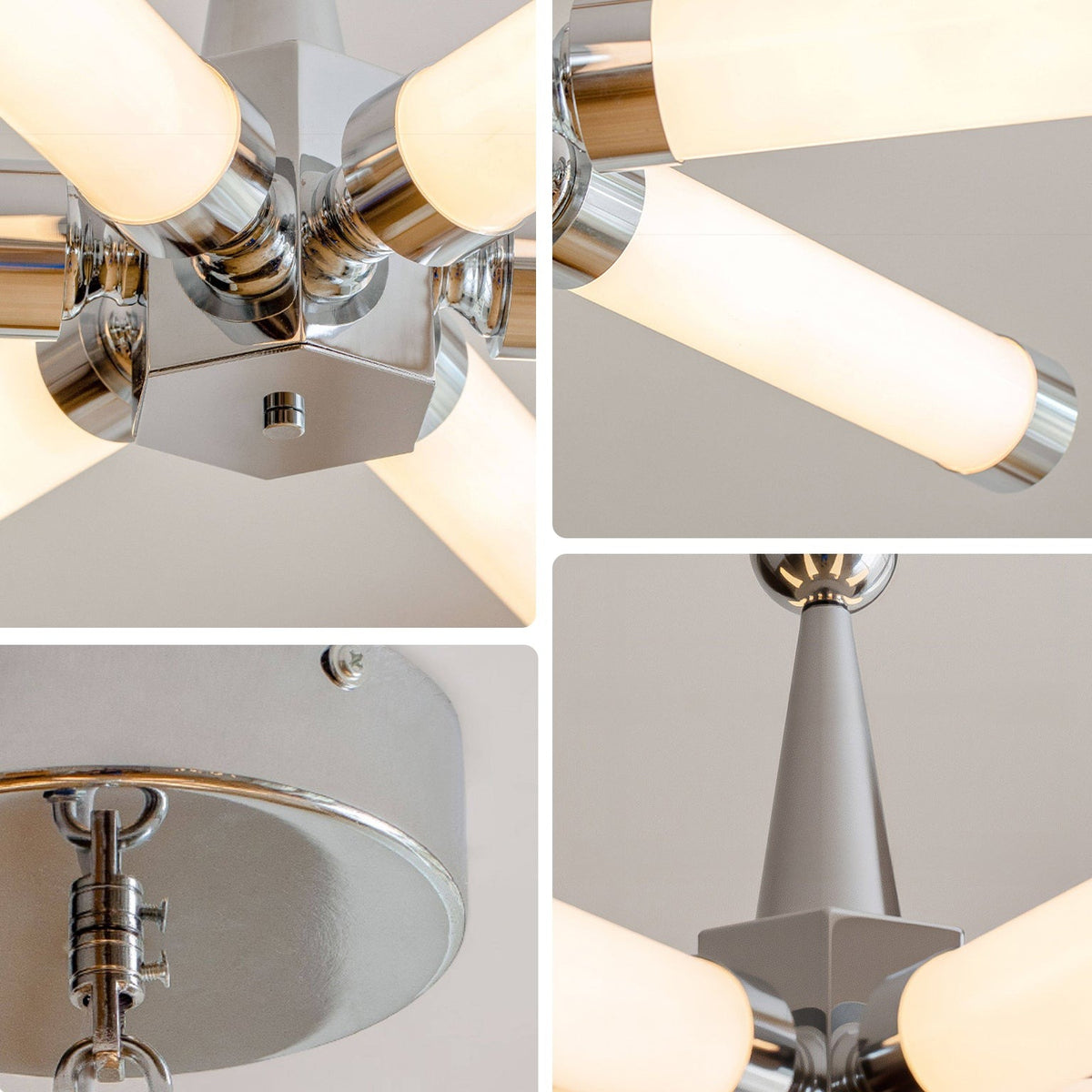 Douro cylindrical starburst ceiling light, close detail of the finish and fittings.