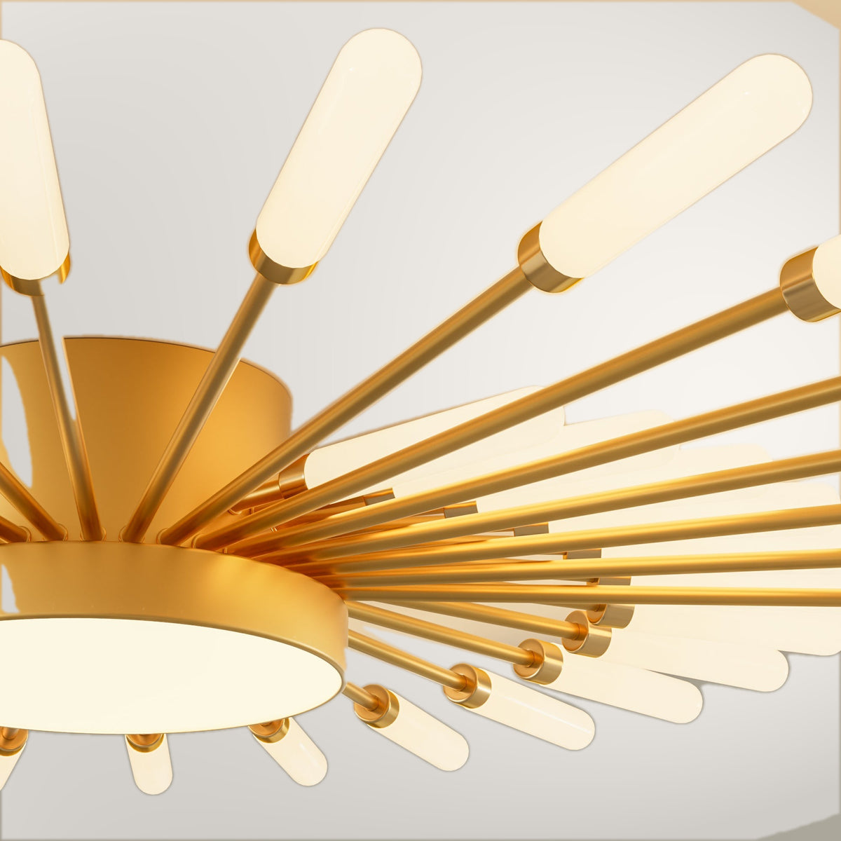 Erges flush ceiling light, the frosted rod tips seen from the side.