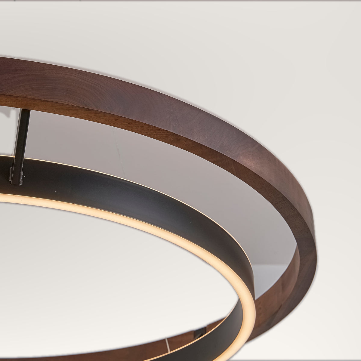 Espargos circular ceiling light, the lit inner ring seen close from beneath.