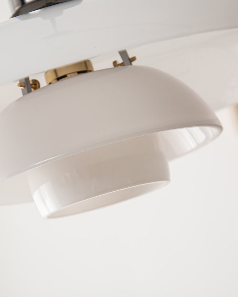 Fundão round ceiling light, close detail of the finish and fittings, the fitting at the top of the shade.