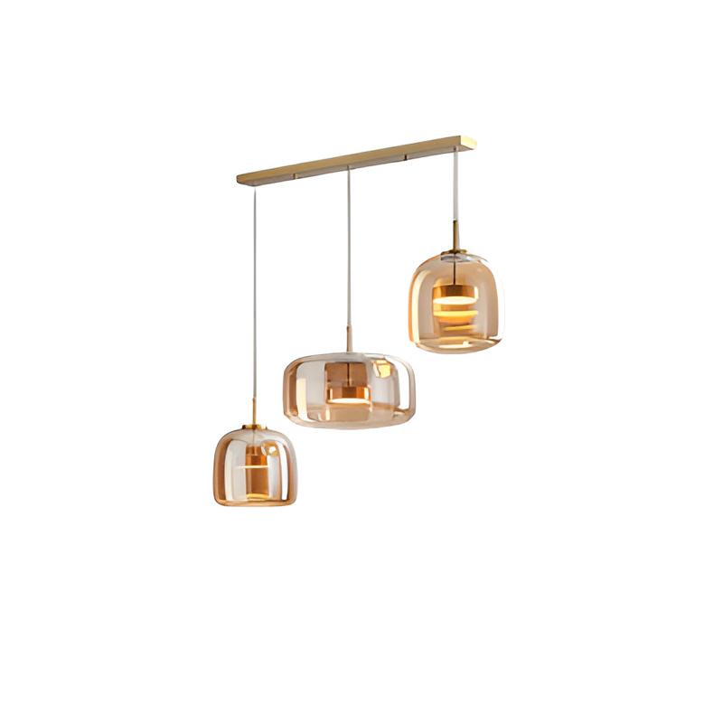 Horta hand-blown glass pendant light, smoked gray shade seen from below