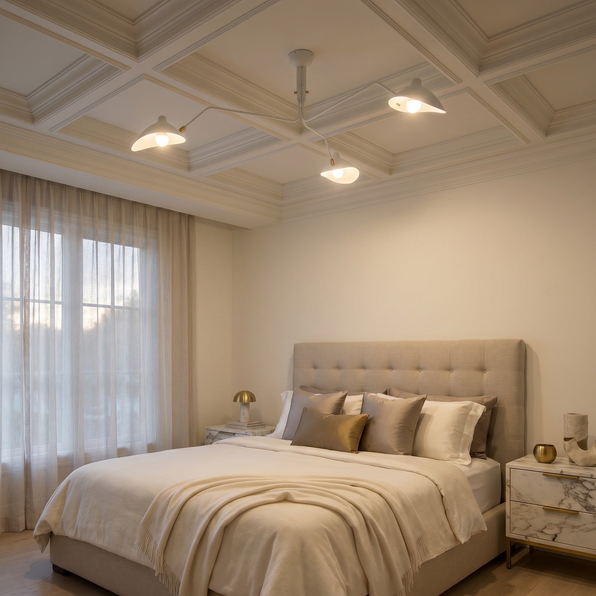 Marvão multi-arm ceiling light with brass hardware against a neutral toned wall