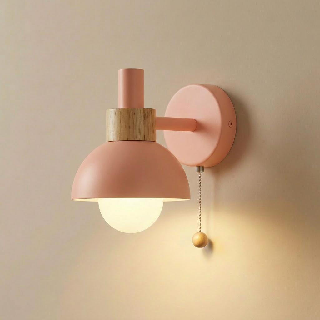 Milfontes. Macaron Glass Wall Sconce close studio detail of the glass globe seated in the painted iron ring
