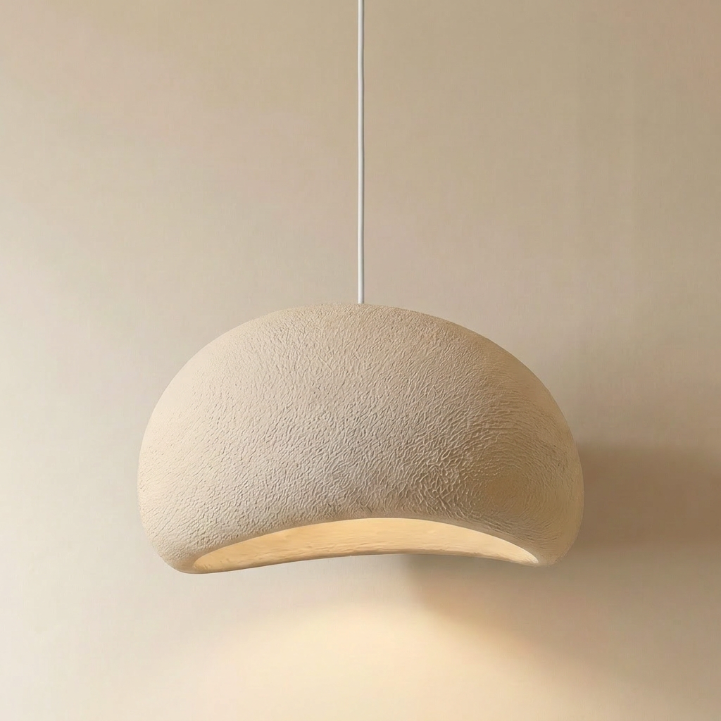 Mosteiros. polystyrene cloud pendant light at an angle showing its puffy cloud silhouette