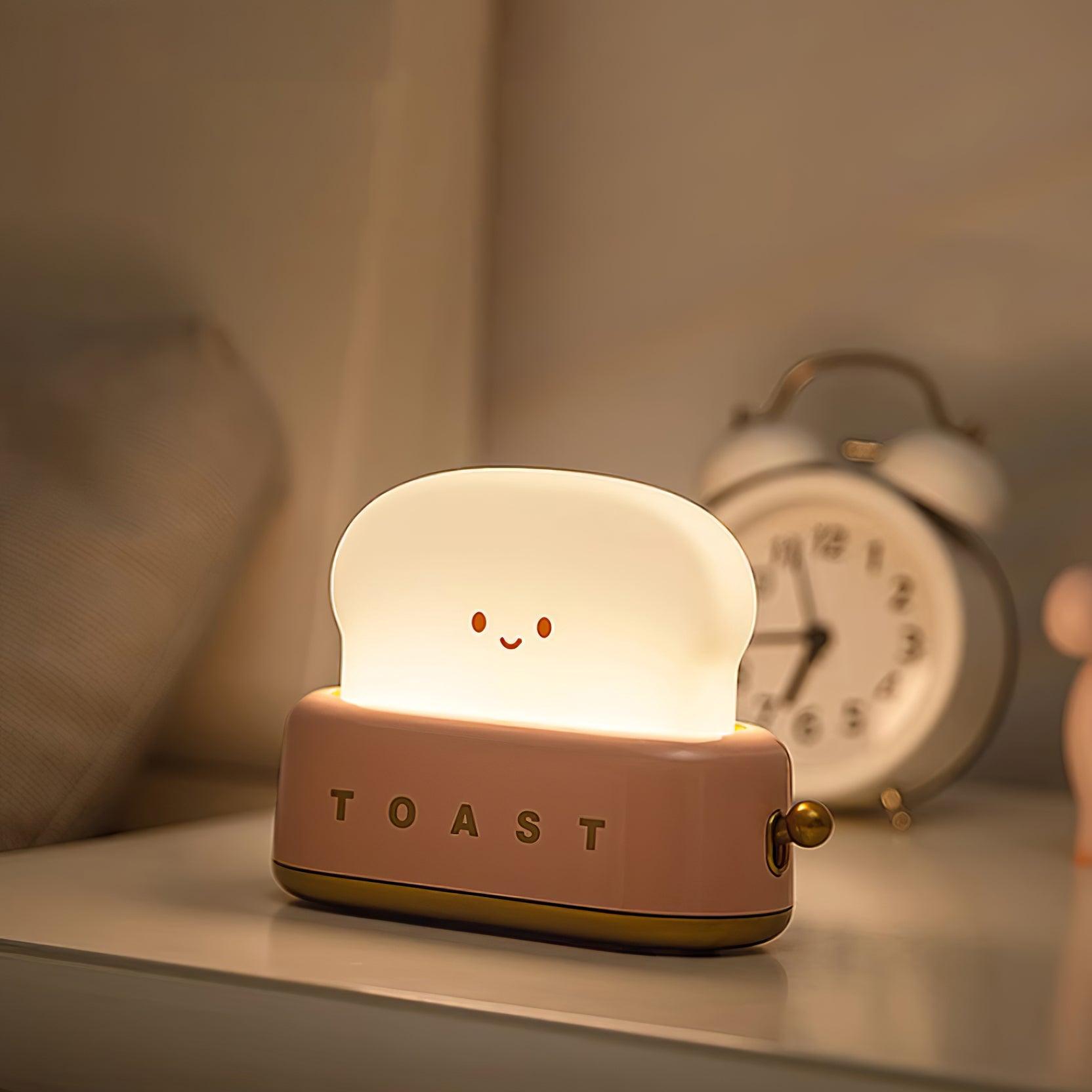 Toaster-shape LED night light in a kawaii styled corner.