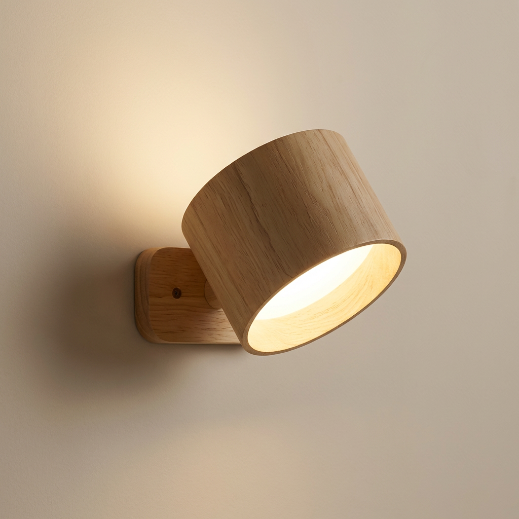 Nisa rechargeable LED pivot wall sconce on white studio background showing magnetic 360 mount