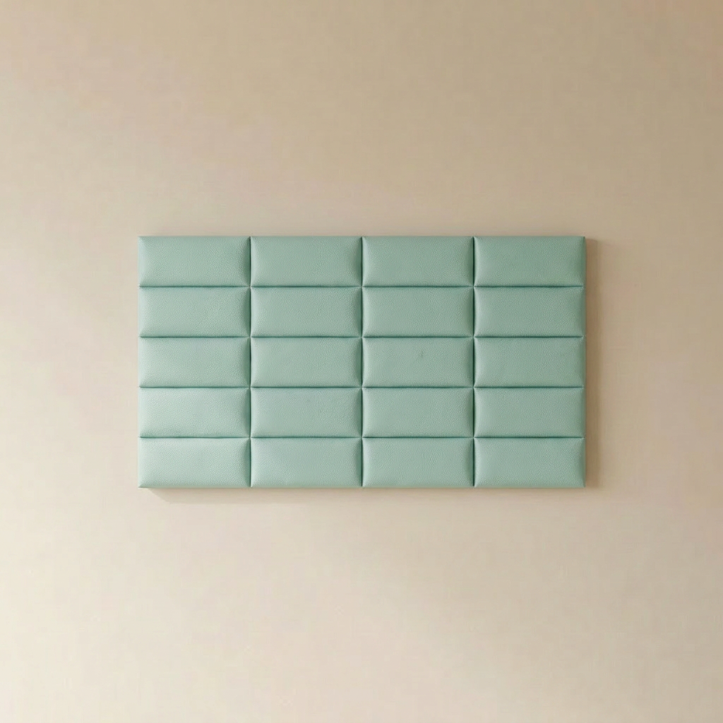 Onda quilted faux leather wall panel in teal, 4-tile set.