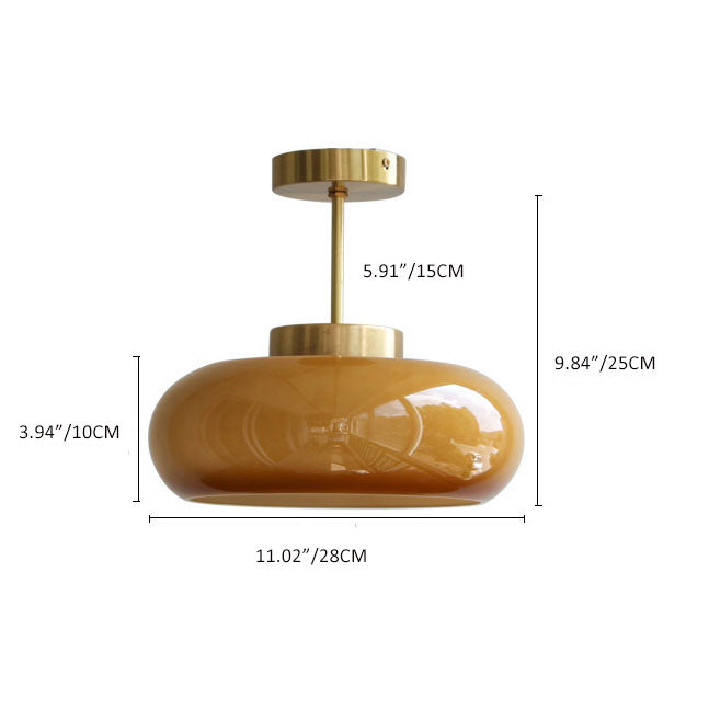 Portalegre yellow glass ceiling light fitted close to a bedroom ceiling