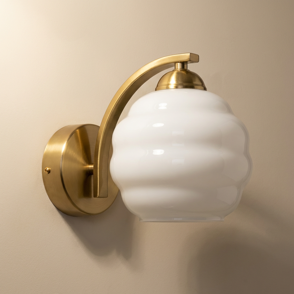 Setúbal Art Deco wall sconce with painted iron frame and twin glass globe shades