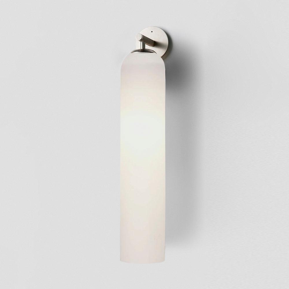 Sortelha mouthblown glass wall sconce, glass shade and iron arm detail view